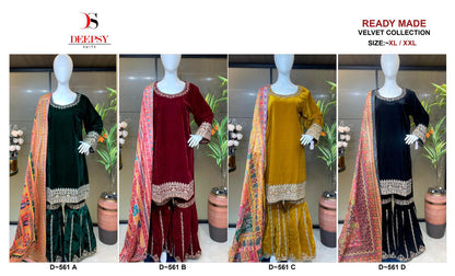 D 561 Abcd Deepsy Readymade Velvet Suits Supplier Gujarat