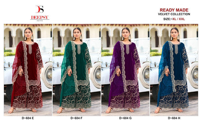 D 604 Efgh Deepsy Readymade Velvet Suits Supplier India