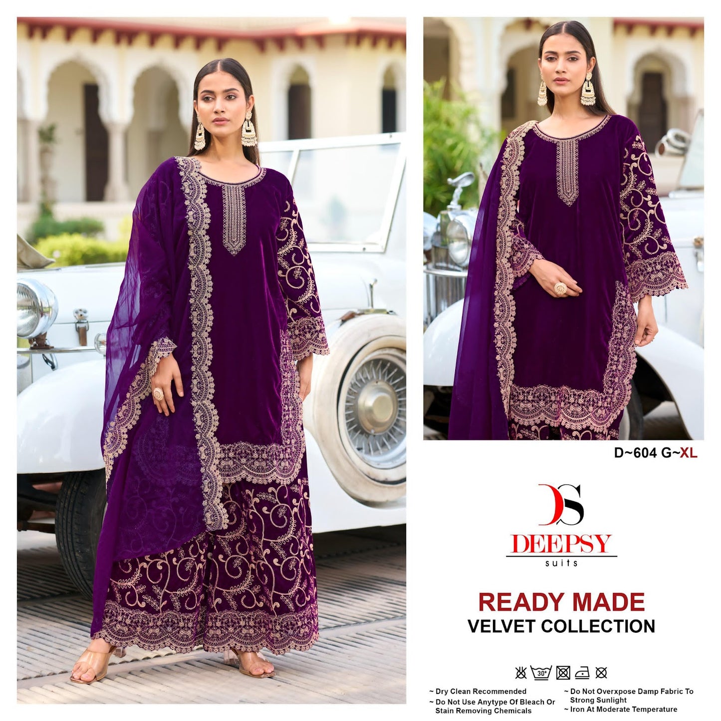 D 604 Efgh Deepsy Readymade Velvet Suits Supplier India