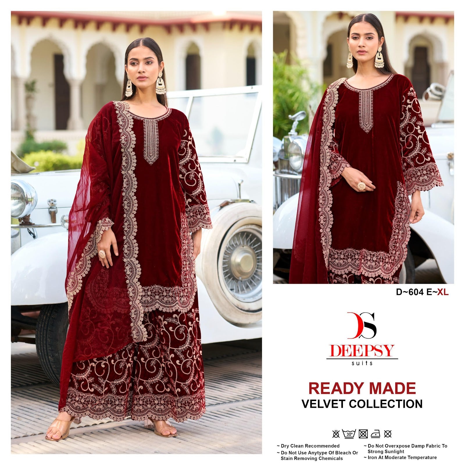 D 604 Efgh Deepsy Readymade Velvet Suits Supplier India