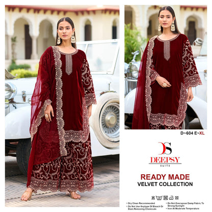 D 604 Efgh Deepsy Readymade Velvet Suits Supplier India