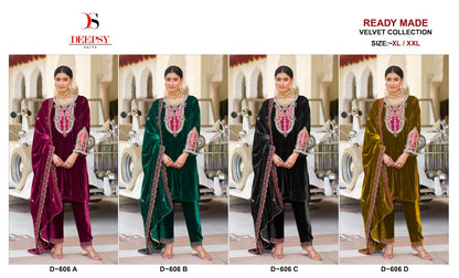 D 606 Deepsy Readymade Velvet Suits Wholesale Rate