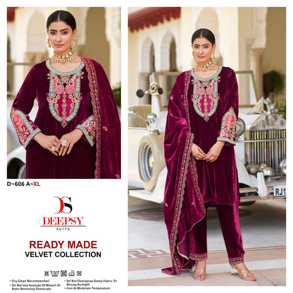 D 606 Deepsy Readymade Velvet Suits Wholesale Rate