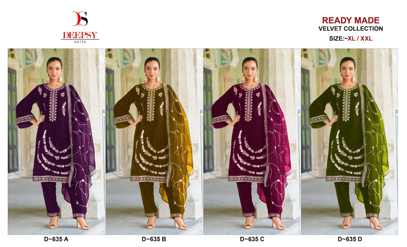 D 635 Abcd Deepsy Readymade Velvet Suits Wholesaler Gujarat
