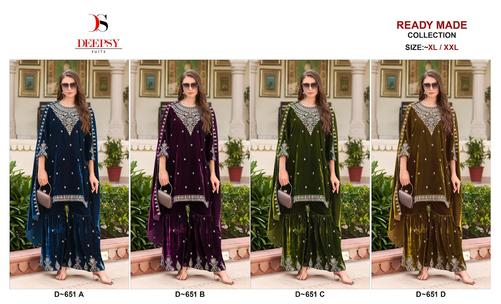 D 651 Abcd Deepsy Readymade Velvet Suits Supplier