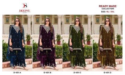 D 651 Abcd Deepsy Readymade Velvet Suits Supplier
