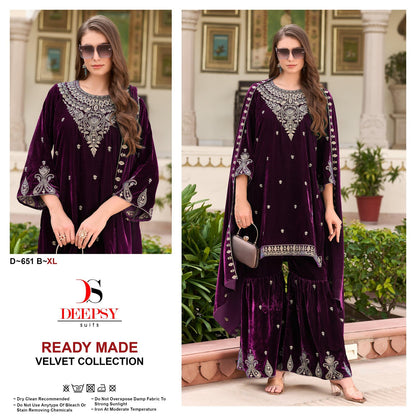 D 651 Abcd Deepsy Readymade Velvet Suits Supplier