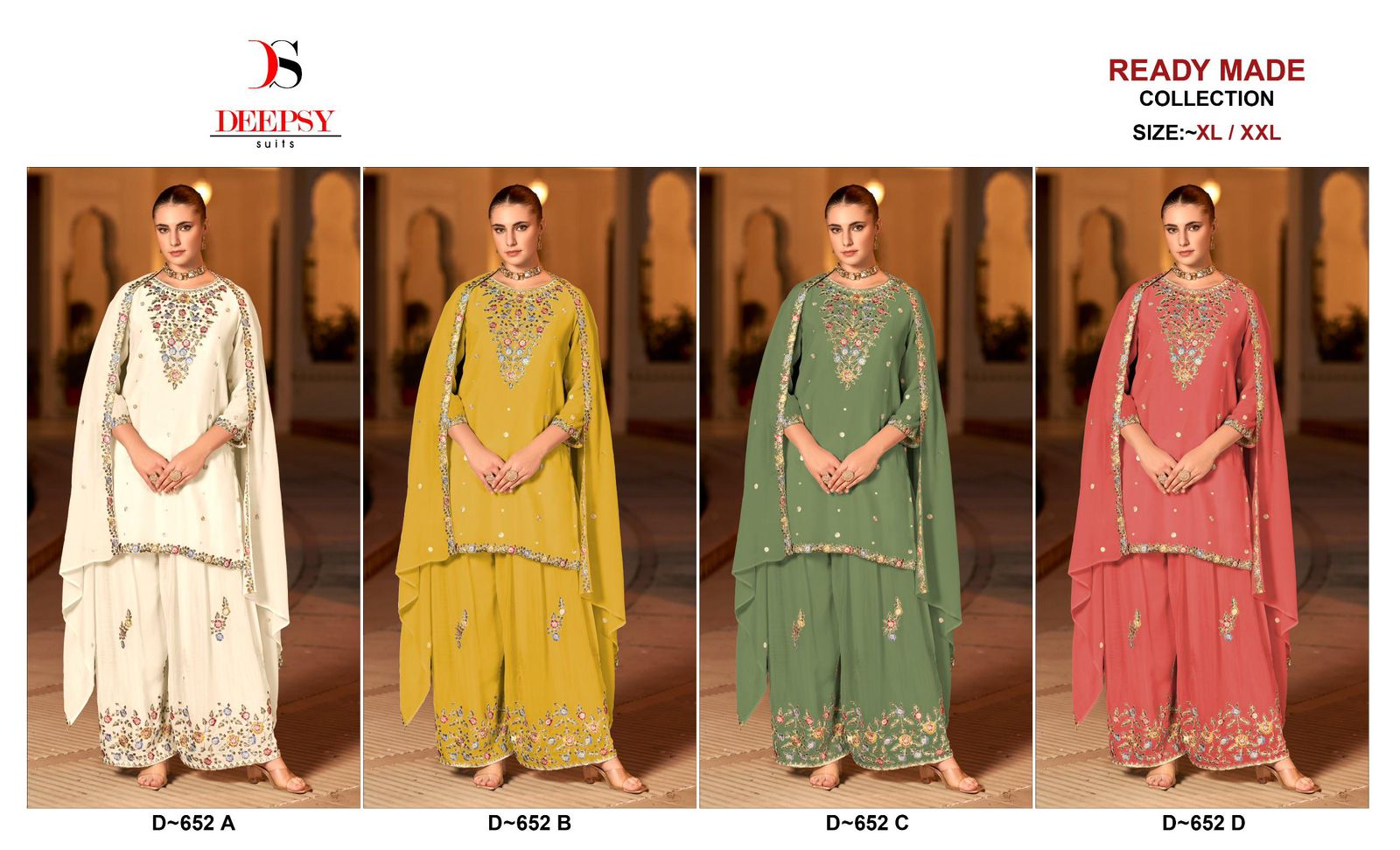 D 652 Deepsy Chinon Pakistani Readymade Suits Wholesale Price