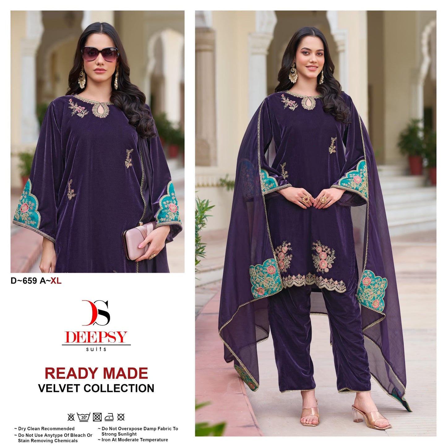 D 659 Abcd Deepsy Readymade Velvet Suits Exporter