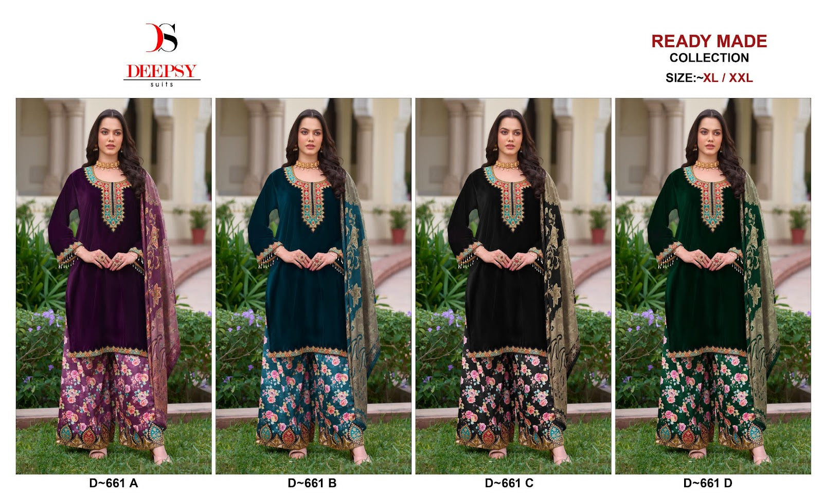 D 661 Deepsy Readymade Velvet Suits Exporter Gujarat