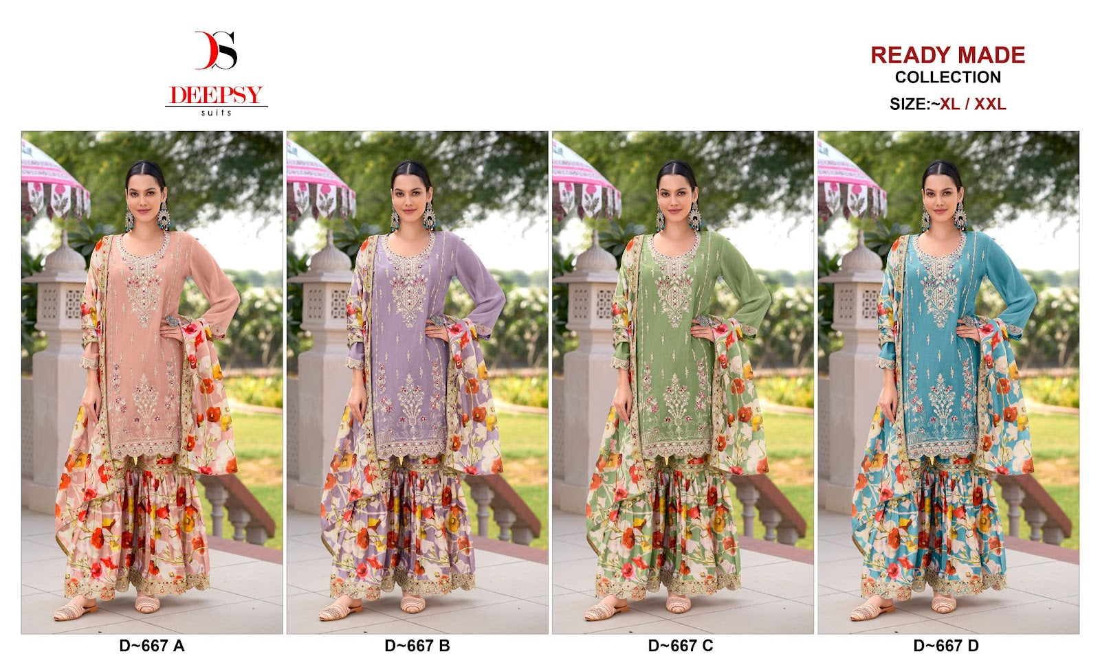 D 667 Deepsy Chinon Pakistani Readymade Suits Supplier Gujarat