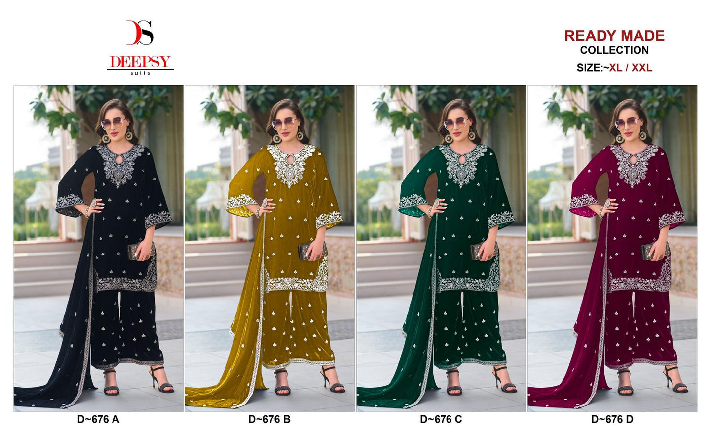 D 676 Abcd Deepsy Readymade Velvet Suits Wholesaler Ahmedabad