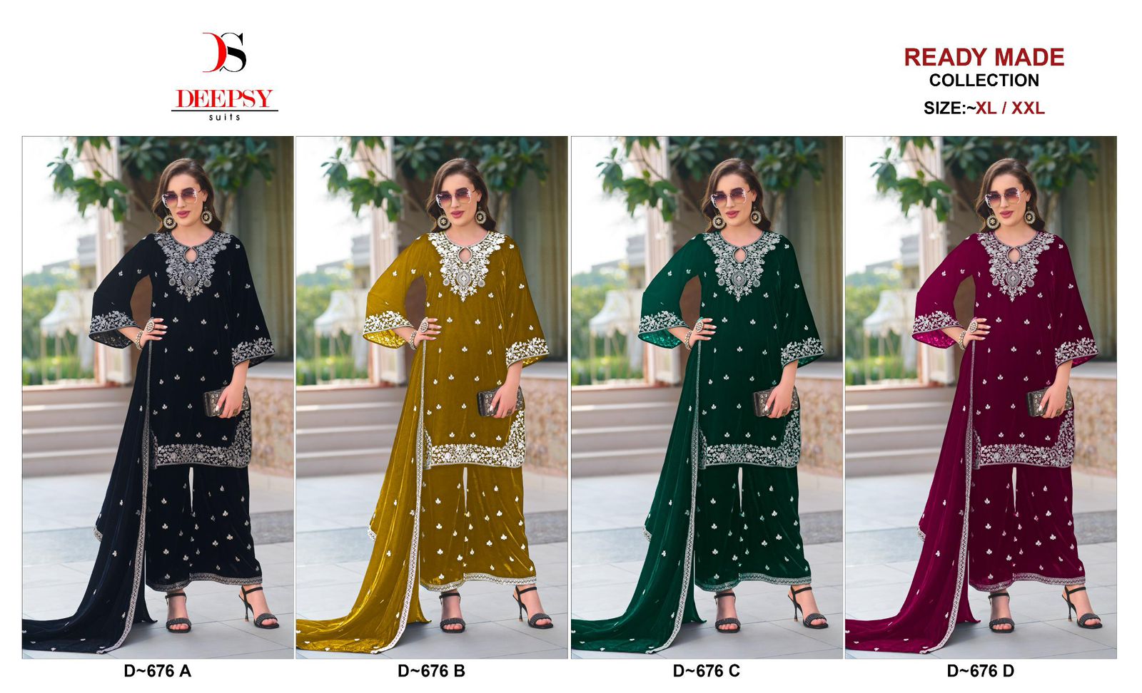 D 676 Abcd Deepsy Readymade Velvet Suits Wholesaler Ahmedabad
