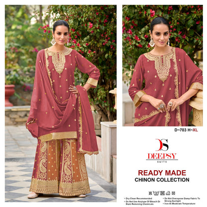 D 703 Hijk Deepsy Chinon Pakistani Readymade Suits Wholesaler Gujarat