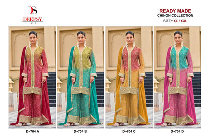 D 704 Deepsy Chinon Pakistani Readymade Suits Wholesale