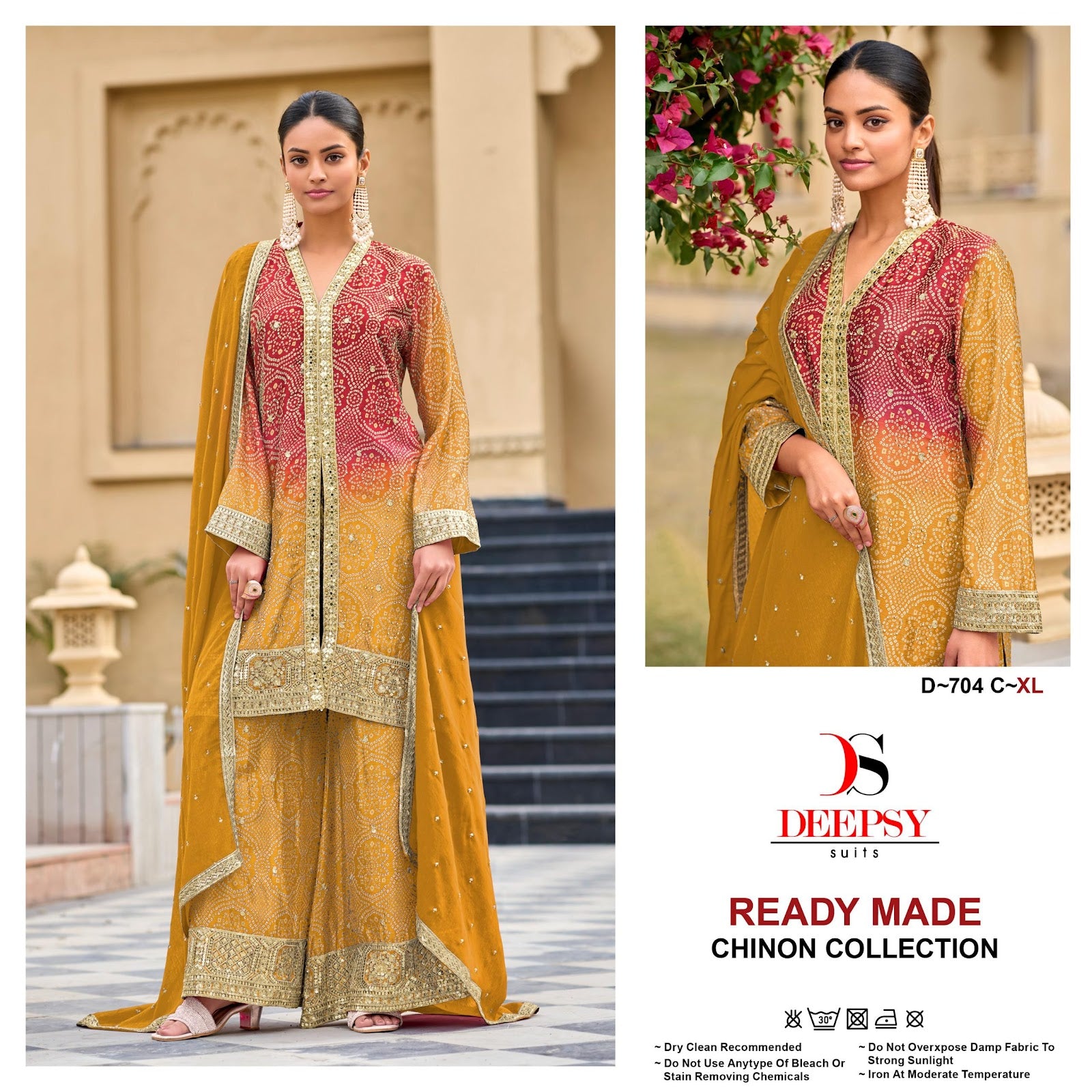 D 704 Deepsy Chinon Pakistani Readymade Suits Wholesale