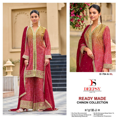 D 704 Deepsy Chinon Pakistani Readymade Suits Wholesale