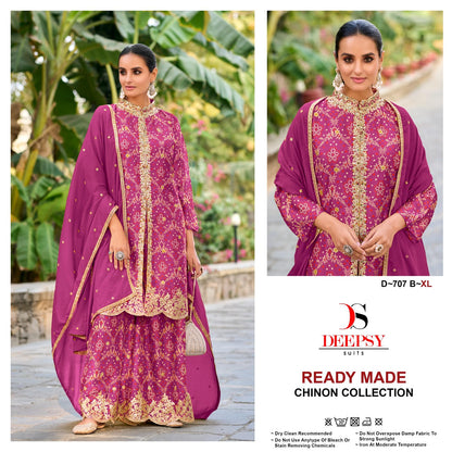 D 707 Deepsy Chinon Pakistani Readymade Suits Exporter