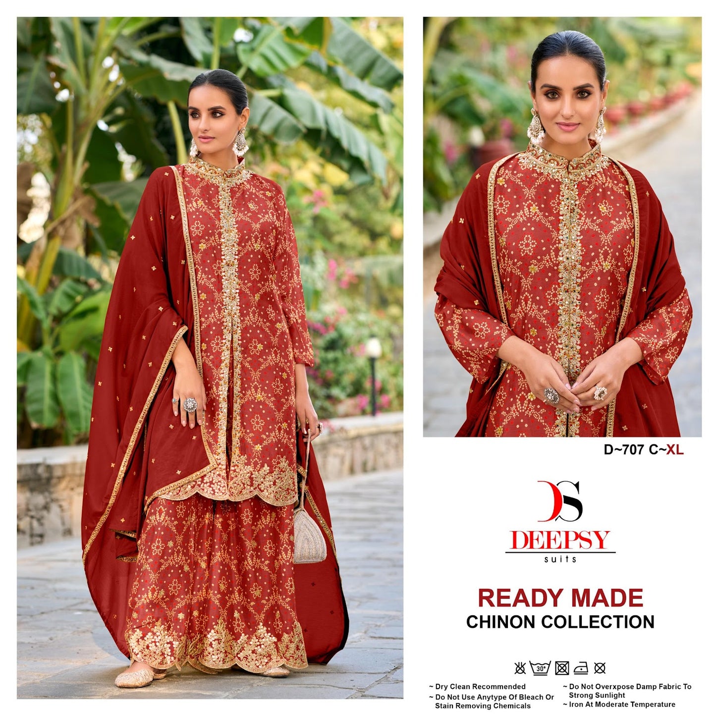 D 707 Deepsy Chinon Pakistani Readymade Suits Exporter