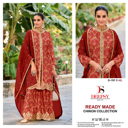 D 707 Deepsy Chinon Pakistani Readymade Suits Exporter
