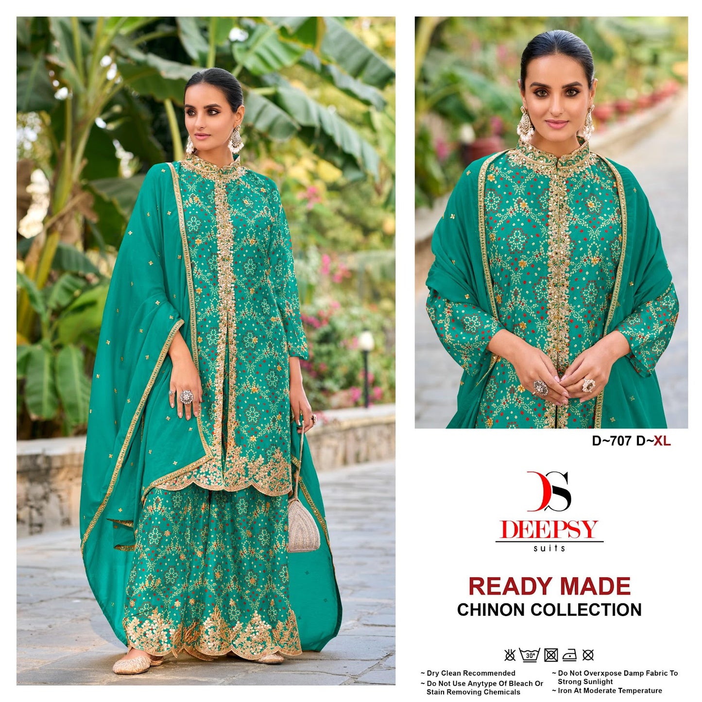 D 707 Deepsy Chinon Pakistani Readymade Suits Exporter