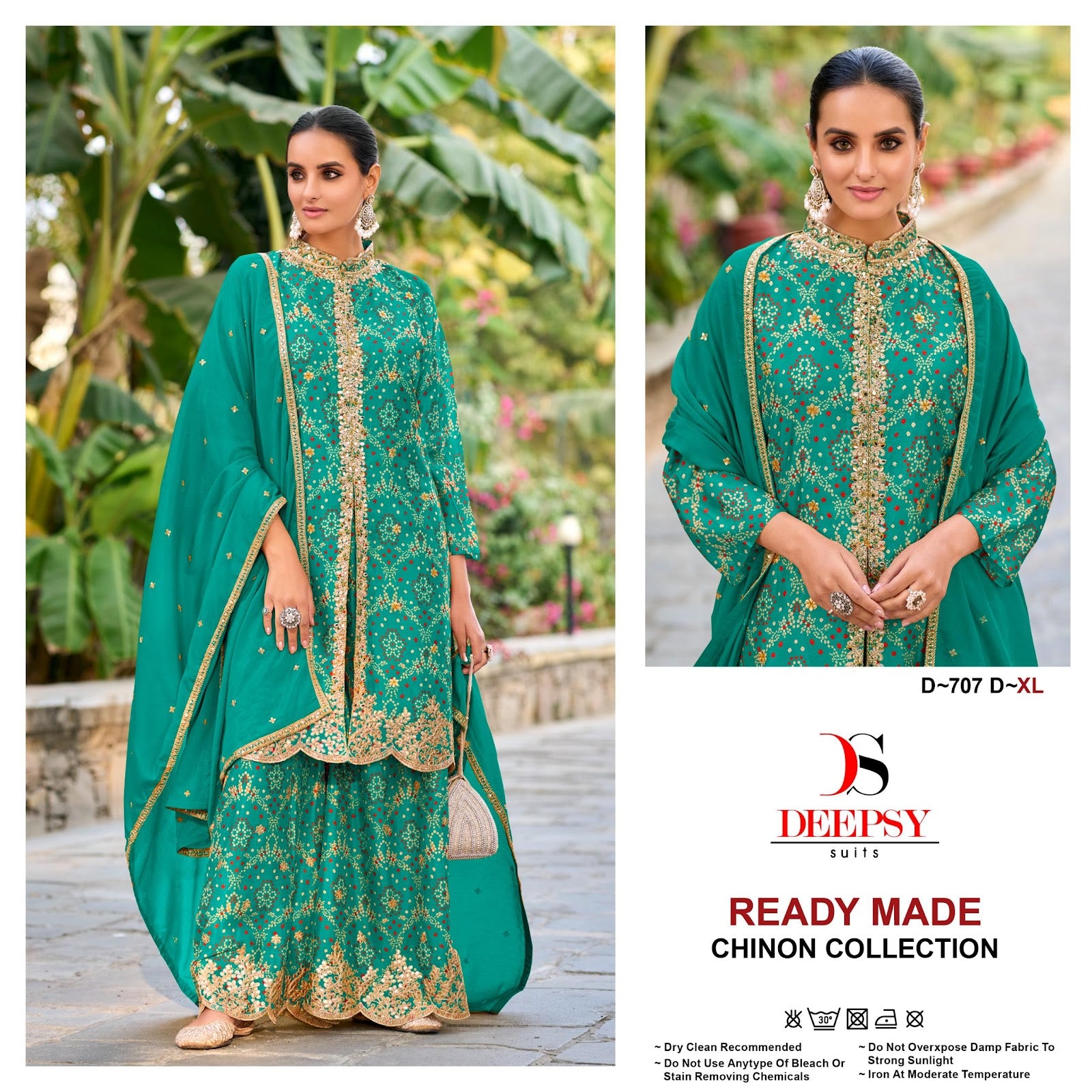 D 707 Deepsy Chinon Pakistani Readymade Suits Exporter