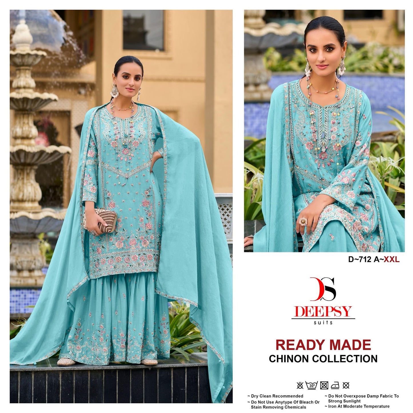 D 712 Deepsy Chinon Pakistani Readymade Suits Wholesale Price