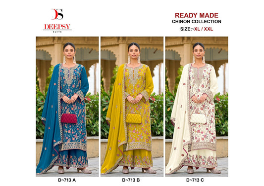 D 713 Deepsy Chinon Pakistani Readymade Suits Wholesaler Gujarat