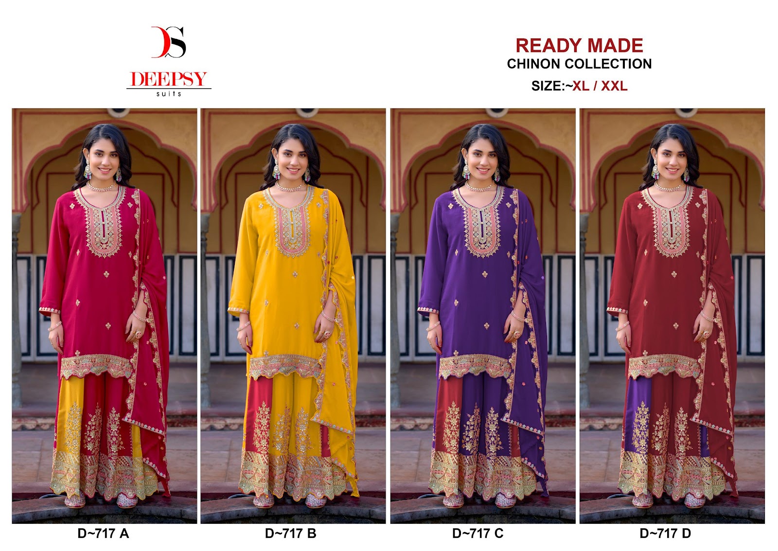 D 717 Deepsy Chinon Pakistani Readymade Suits Exporter Ahmedabad