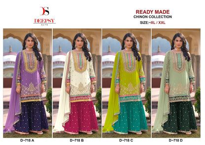 D 718 Deepsy Chinon Pakistani Readymade Suits Manufacturer