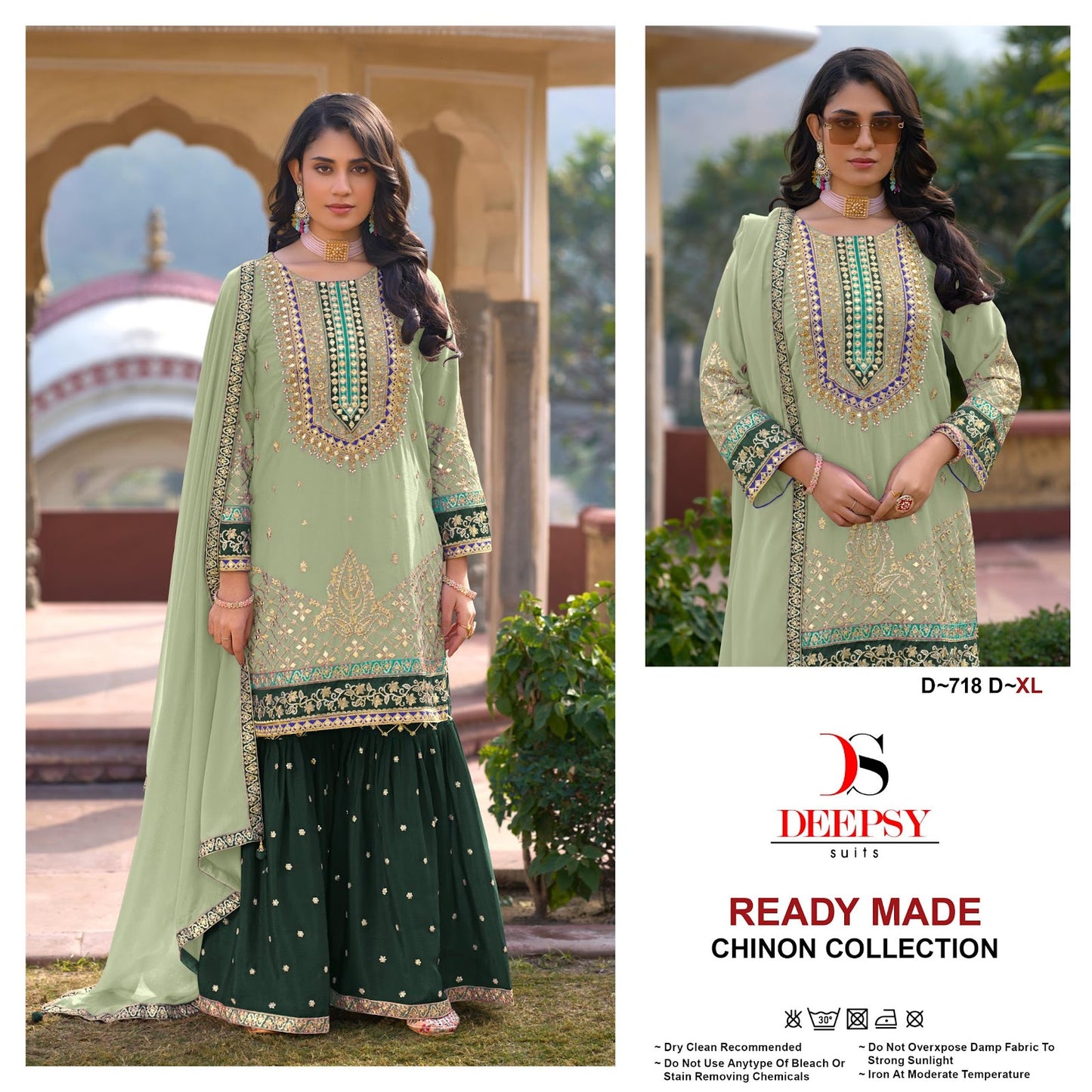 D 718 Deepsy Chinon Pakistani Readymade Suits Manufacturer