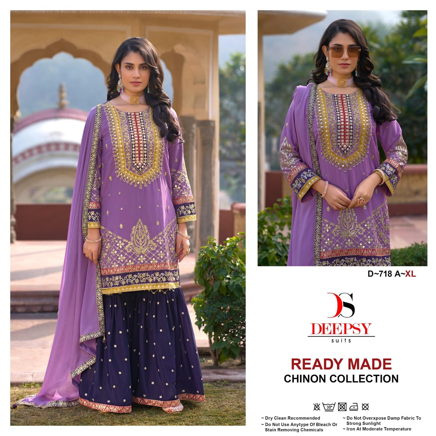 D 718 Deepsy Chinon Pakistani Readymade Suits Manufacturer