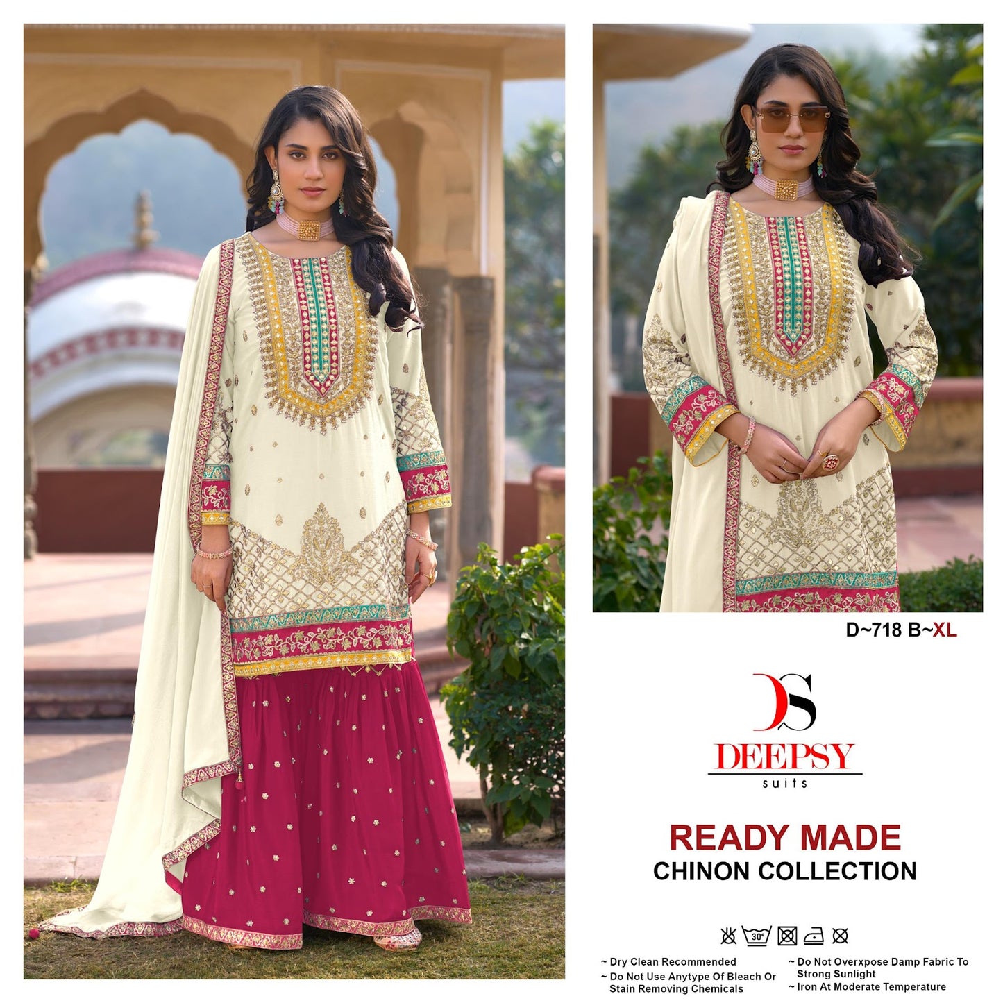 D 718 Deepsy Chinon Pakistani Readymade Suits Manufacturer