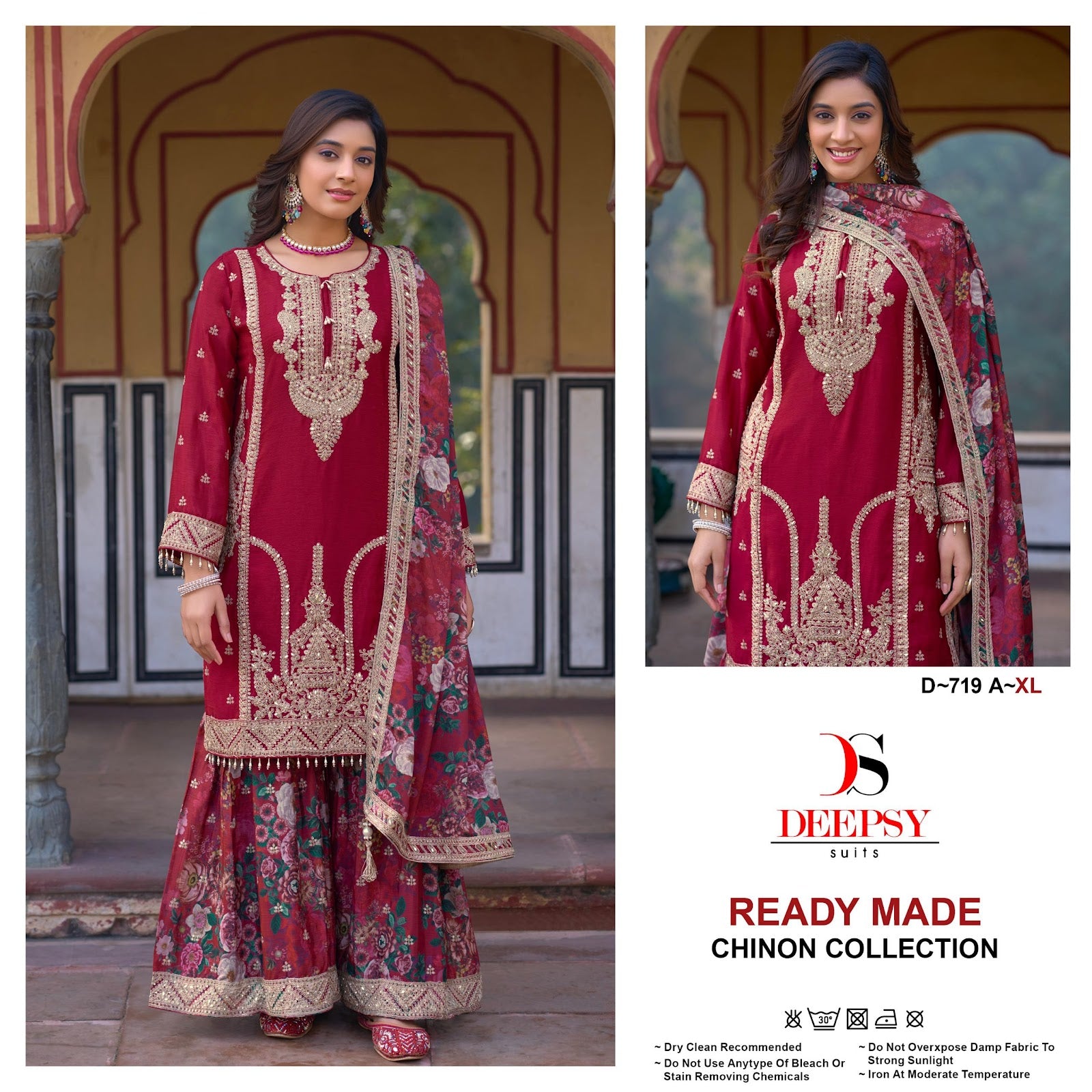 D 719 Deepsy Chinon Pakistani Readymade Suits Wholesaler