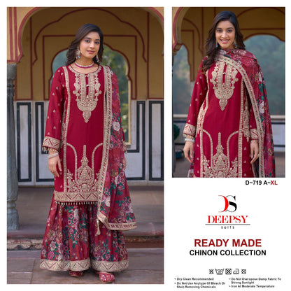 D 719 Deepsy Chinon Pakistani Readymade Suits Wholesaler