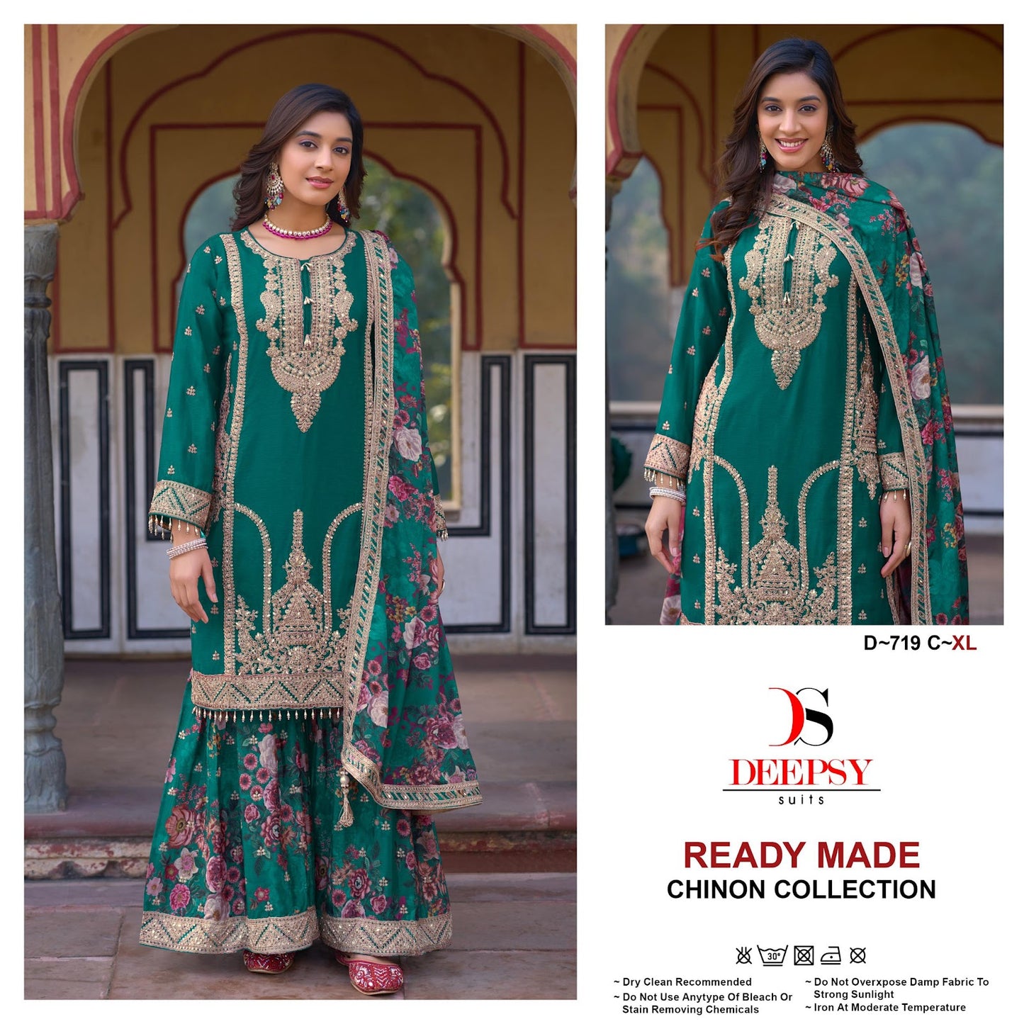 D 719 Deepsy Chinon Pakistani Readymade Suits Wholesaler