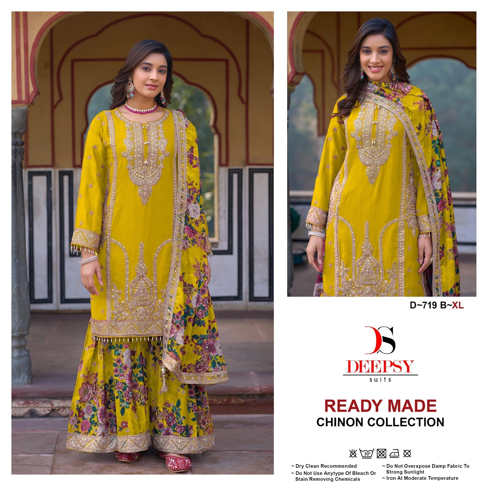 D 719 Deepsy Chinon Pakistani Readymade Suits Wholesaler