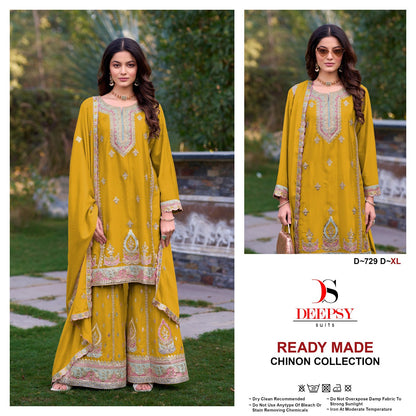 D 729 Deepsy Chinon Pakistani Readymade Suits Wholesaler