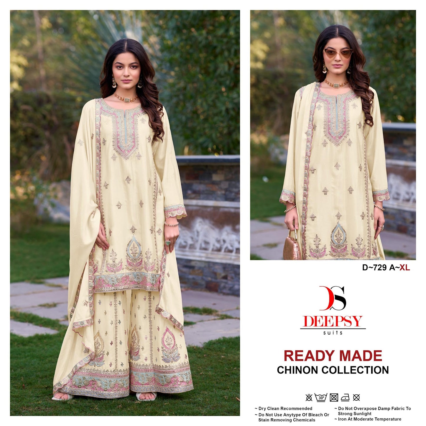 D 729 Deepsy Chinon Pakistani Readymade Suits Wholesaler