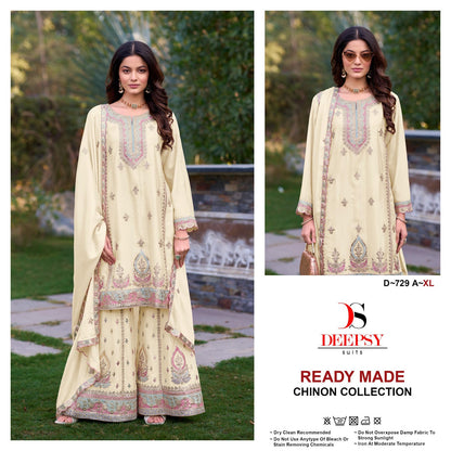 D 729 Deepsy Chinon Pakistani Readymade Suits Wholesaler