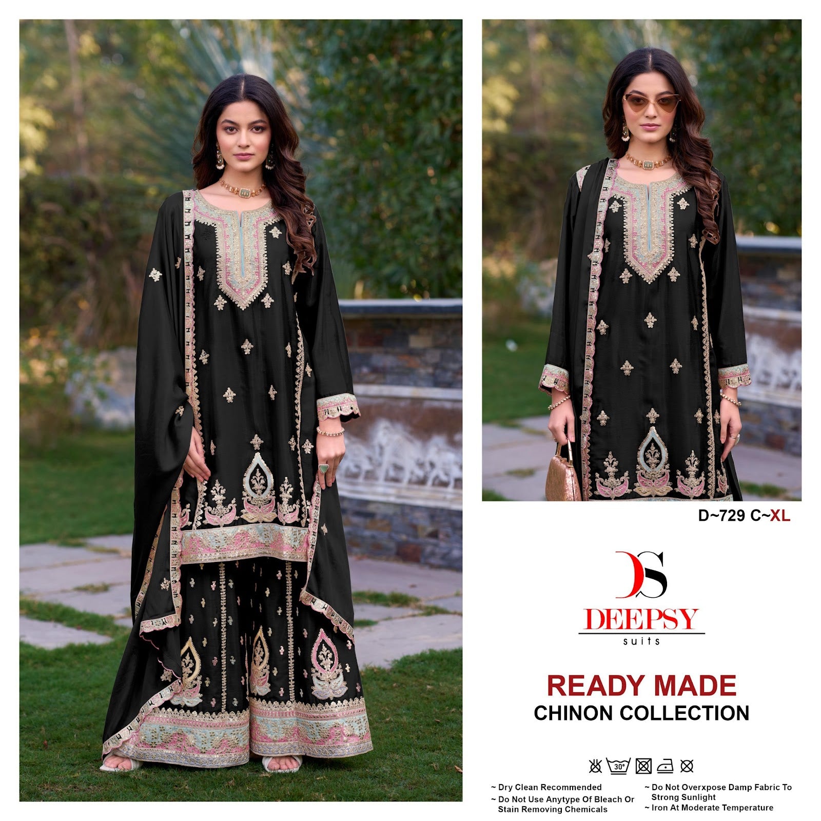 D 729 Deepsy Chinon Pakistani Readymade Suits Wholesaler