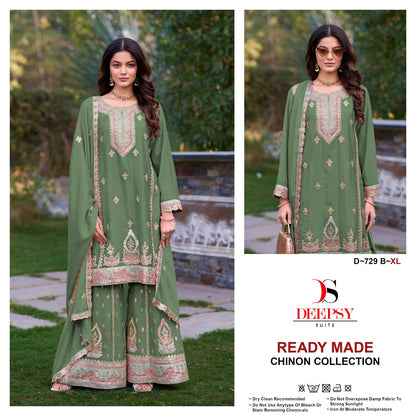 D 729 Deepsy Chinon Pakistani Readymade Suits Wholesaler