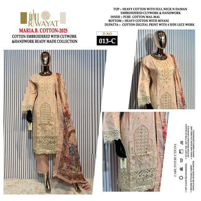 D No 013 Riwayat Heavy Cotton Pakistani Readymade Suits Manufacturer India
