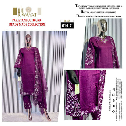 D No 014 Riwayat Viscose Pakistani Readymade Suits Supplier India