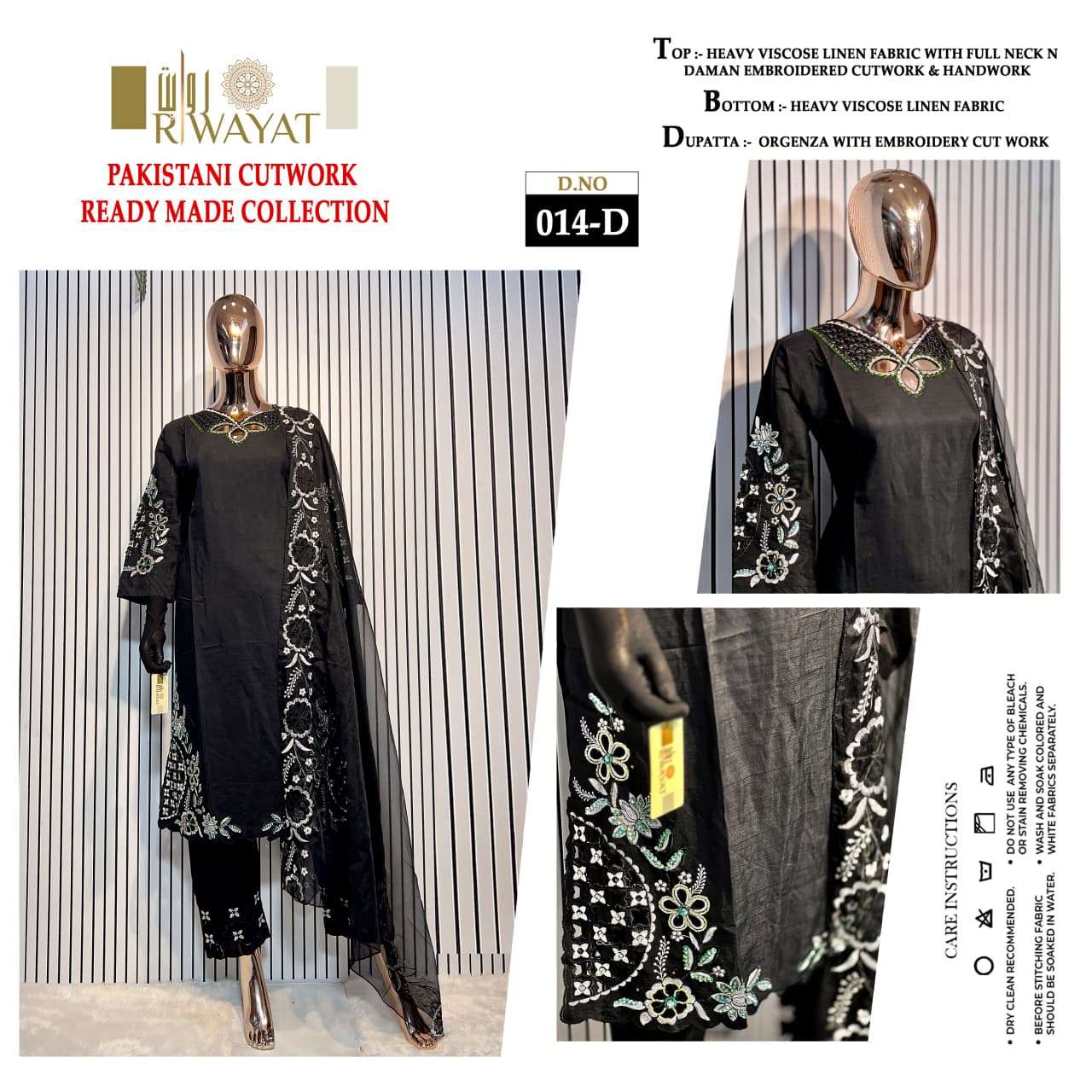 D No 014 Riwayat Viscose Pakistani Readymade Suits Supplier India