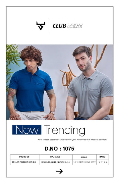 D No 1075 Club Zone Matty Mens Tshirts Wholesaler