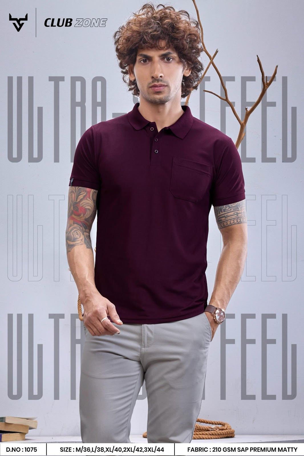 D No 1075 Club Zone Matty Mens Tshirts Wholesaler