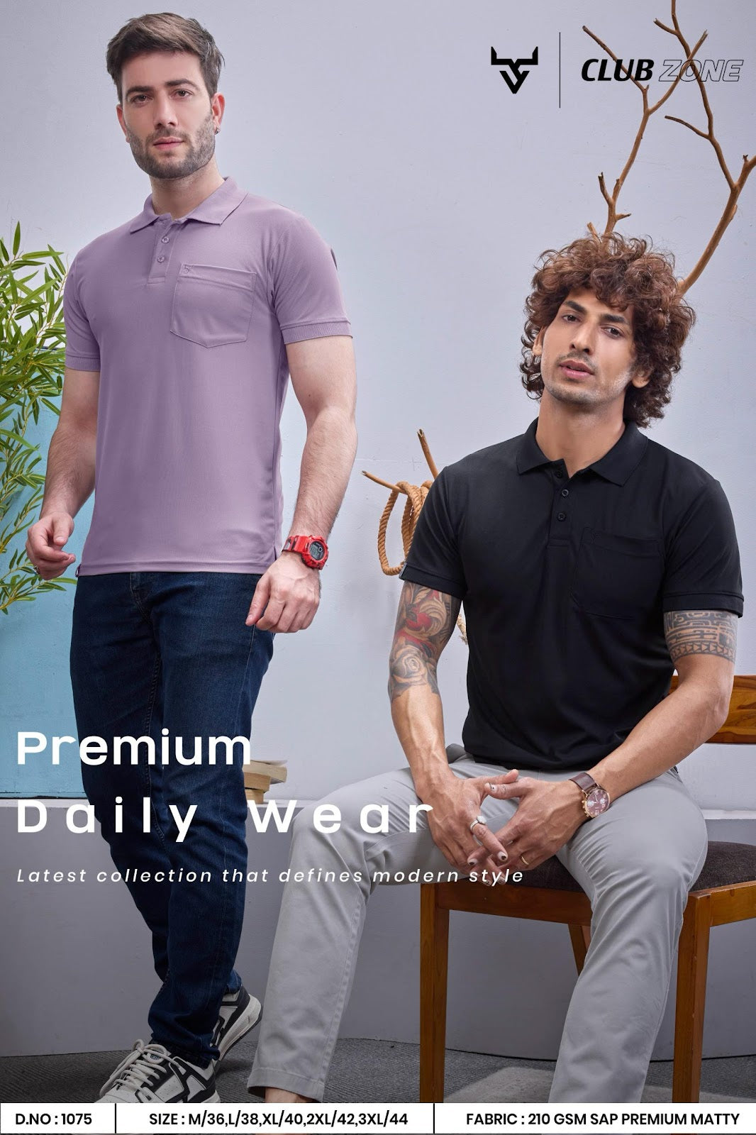 D No 1075 Club Zone Matty Mens Tshirts Wholesaler