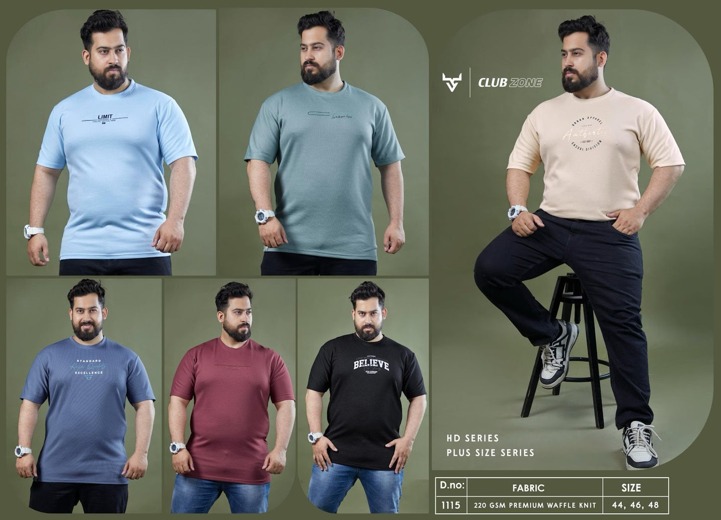 D No 1115 Club Zone Waffle Knit Mens Tshirts Supplier Ahmedabad