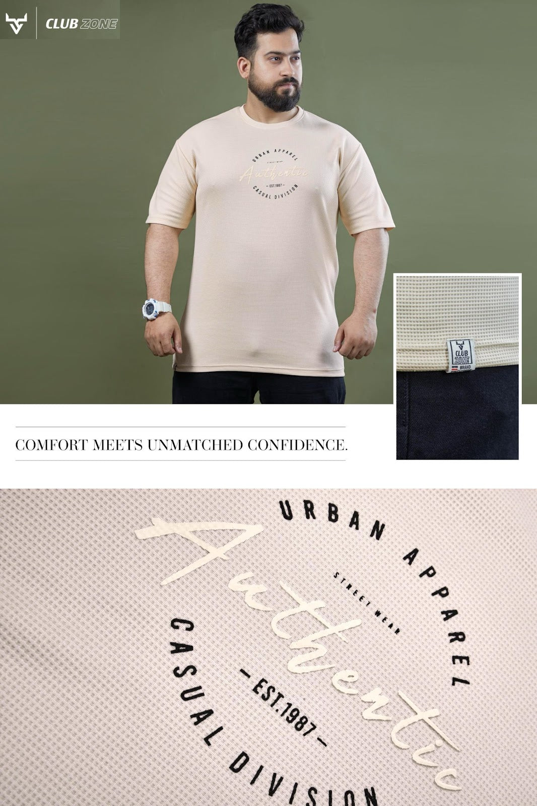 D No 1115 Club Zone Waffle Knit Mens Tshirts Supplier Ahmedabad